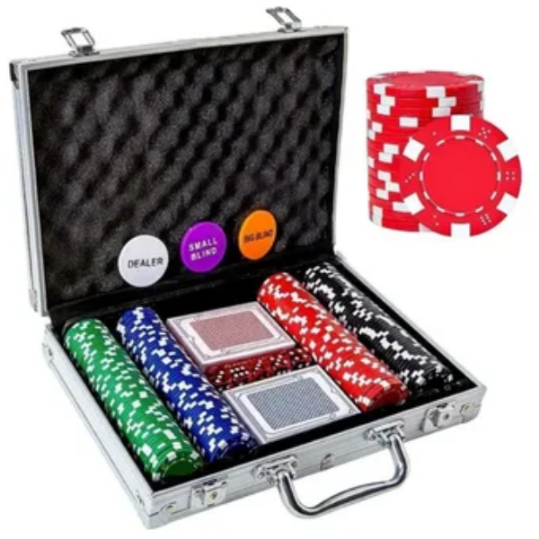 Imagen de Set De Portafolio Poker Blackjack Fichas Azar Casino Dados